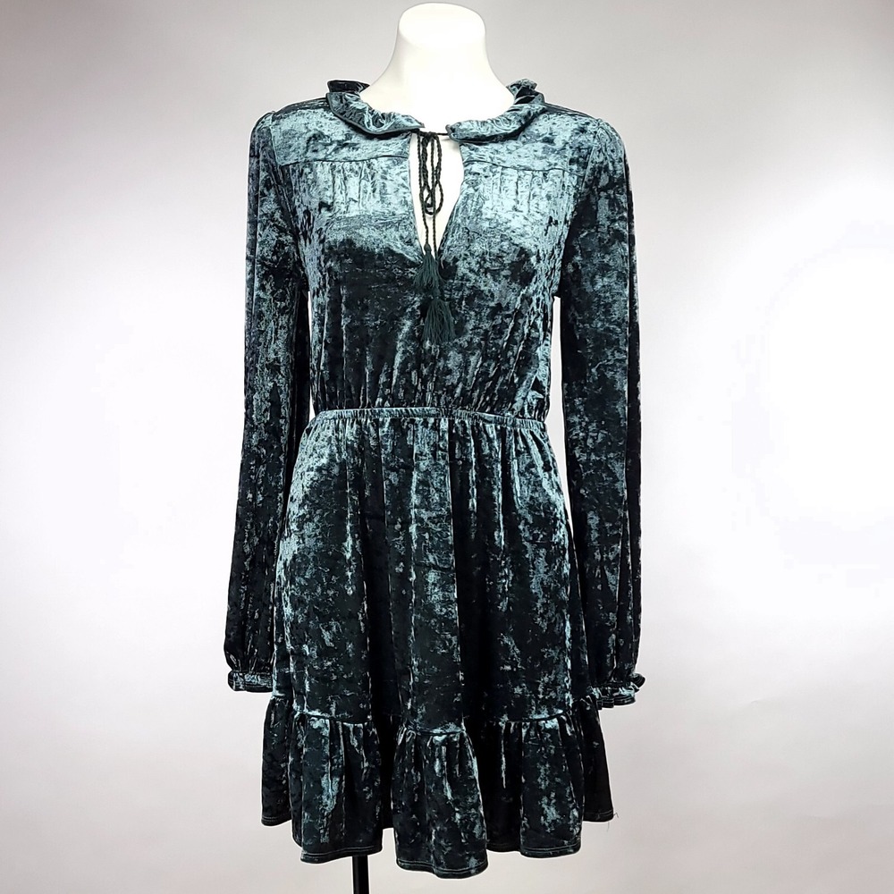 Romeo +‎ Juliet Couture Emerald Green Crushed Velvet Mini Dress NWT Medium